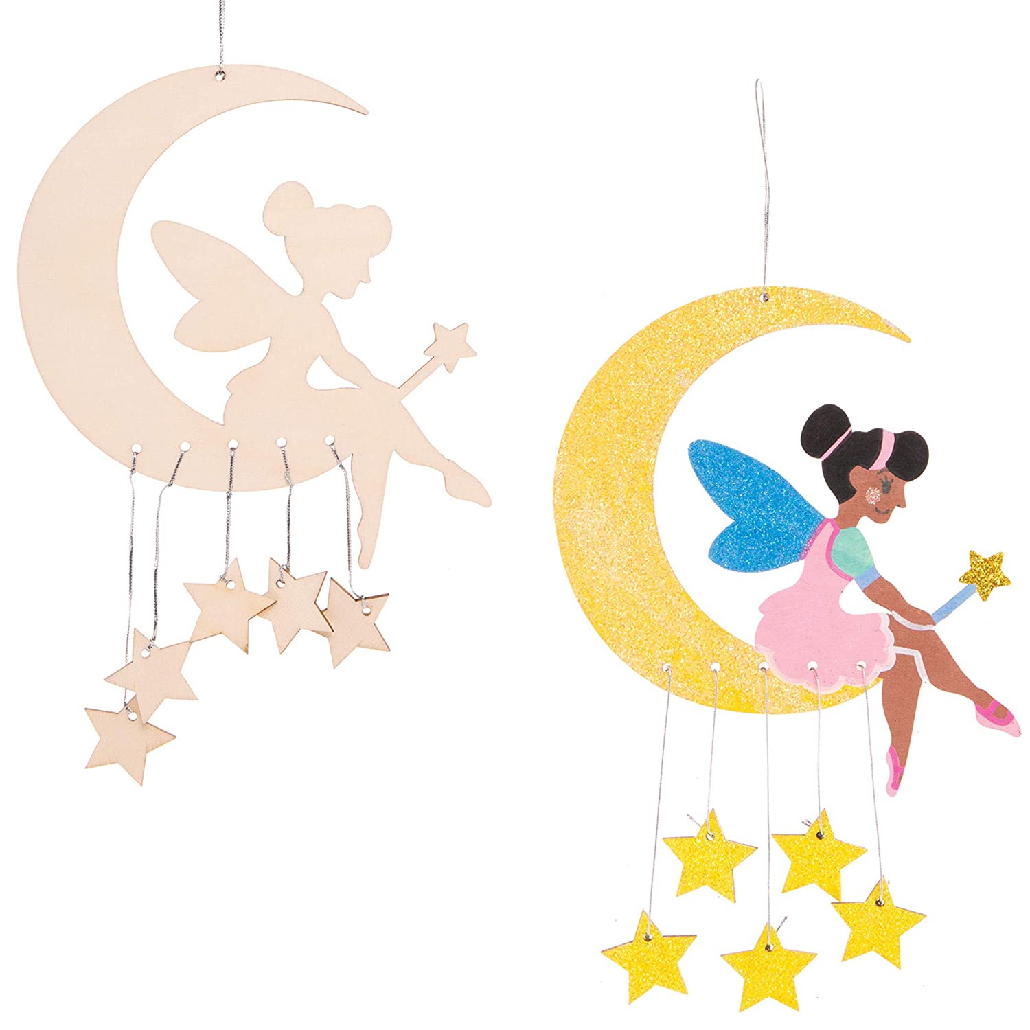 Baker Ross AT539 Fairy Wooden Mobile Kits - Pack of 3, Woodcrafts for Kids to Design Paint, Decorate and then Use - Image 4