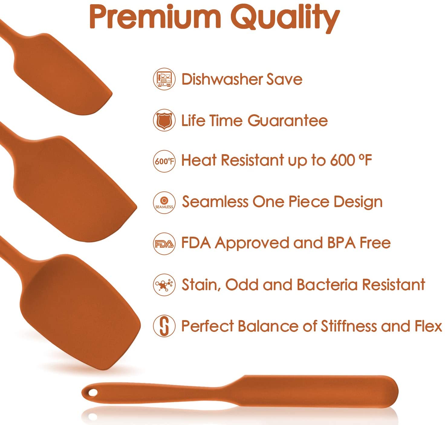 U-Taste Silicone Spatula Set of 4: 315 ℃ Heat-Resistant Flexible Food Grade Bowl Scraper - Image 3