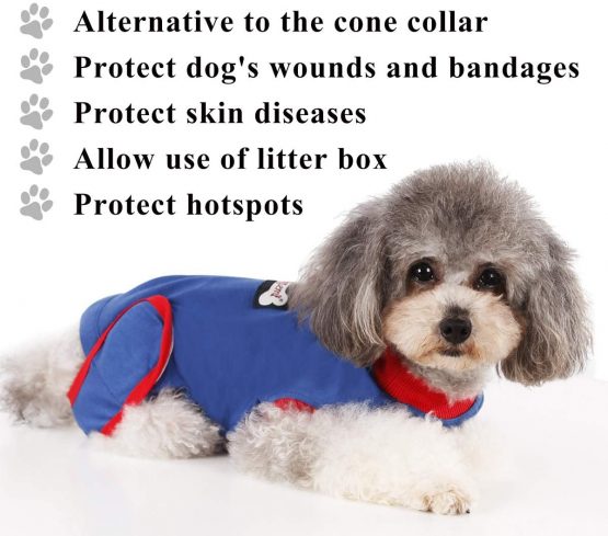 Rantow After Surgery Dog Recovery Suit Female/Male E Collar Alternative Dog Suit Medical Pet Puppy Wear - Protects Wounds Bandages, Aids Hot Spots and Anti Anxiety (XS) - Image 4