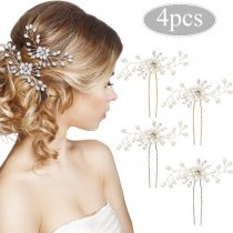 4pcs Bridal Hair Pins Pearl Rhinestone Hair Clips Jewel Hair Accessories for Wedding Prom Headpiece