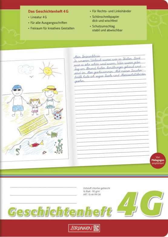 Brunnen 104499104 Story Notebook, A4, 16 Pages, Lined, Style 4G