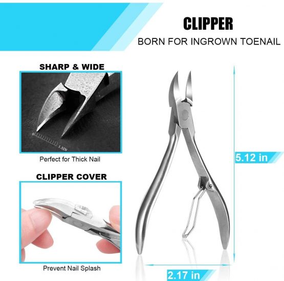 Toenail Clippers Set 7Pcs, Staineless Steel Ingrown Toenail Tool Kit, Professional Toe Nail Nippers Set for Ingrown & Thick Nail, Surgery Grade Manicure Pedicure Tool By OosoFitt - Image 4