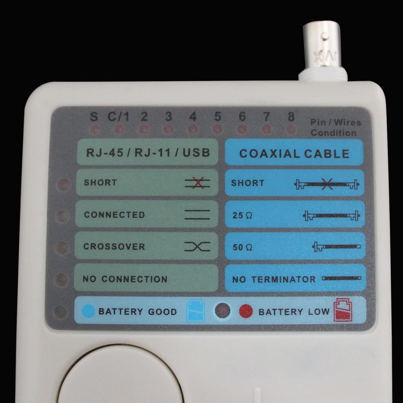 LEAGY 4 In 1 Network Cable Tester RJ45/RJ11/USB/BNC LAN Cable Cat5 Cat6 Wire Tester, Grey, 162 x 85 x 25 mm (6.38 x 3.35 x 0.98 inch) - Image 2
