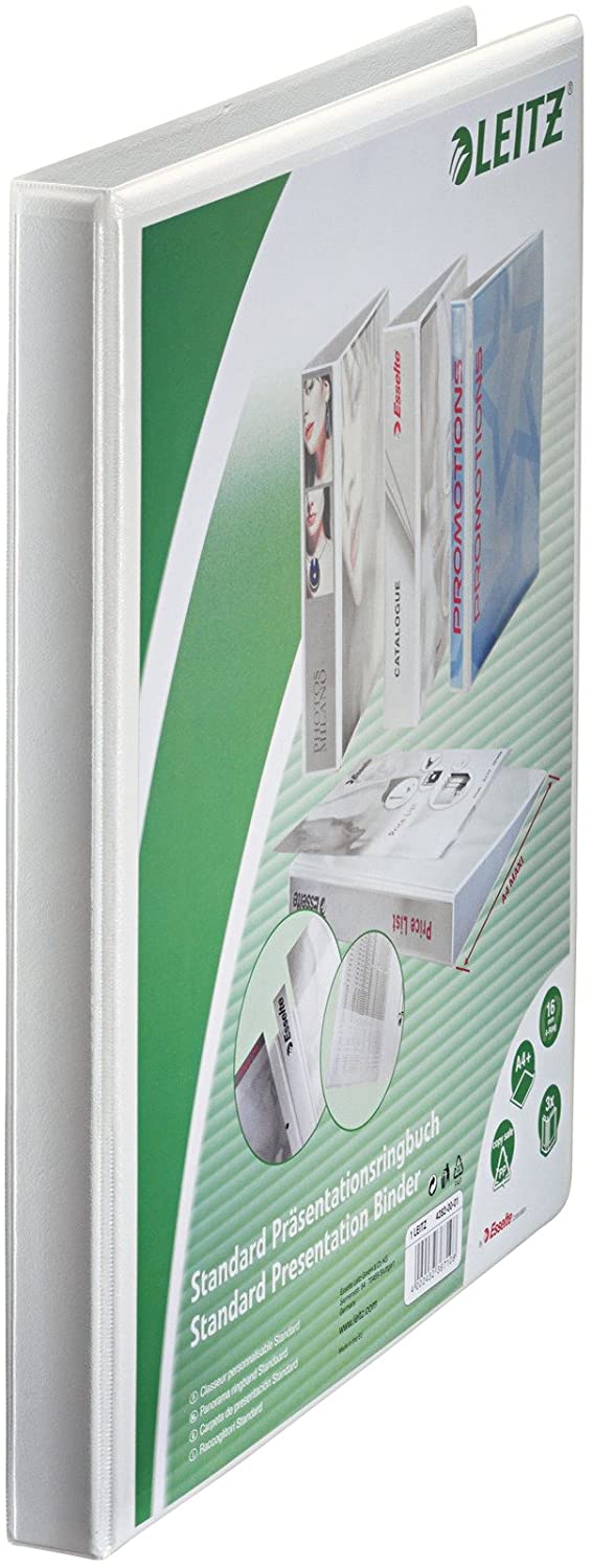 Leitz Presentation 42820001 A4 Ring Binder with Pouches and 4 Rings with 16 mm Diameter White Polypropylene