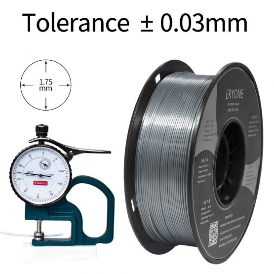 ERYONE Ultra Silk PLA Filament for 3D Printer, 1.75mm, Tolerance: ±0.03mm, 1kg (2.2LBS)/Spool, Silver - Image 3