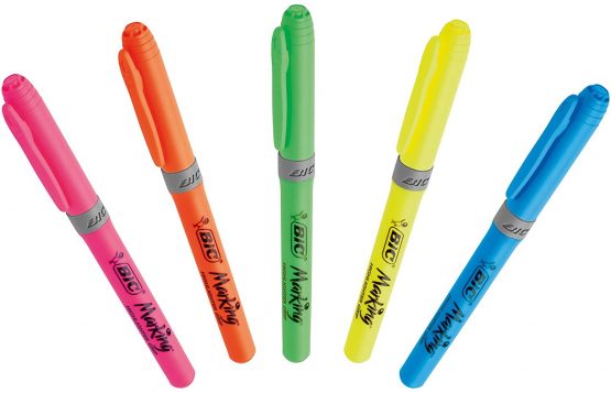 BIC Highlighter Grip Pens - Yellow, Box of 12 - Image 4