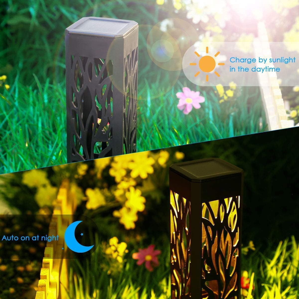 WdtPro Solar Lights Outdoor Garden, 6 Pack Garden Lights Solar Powered Waterproof with Warm White LED Lights - Image 3