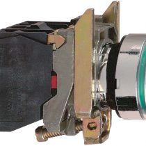 Schneider Electric Harmony XB4 - Illuminated Push Button Switch, Metal, Spring Return, 1NO + 1NC, 230…240V AC, 22mm Mount, Flush Operator Profile, XB4BW33M5, Green