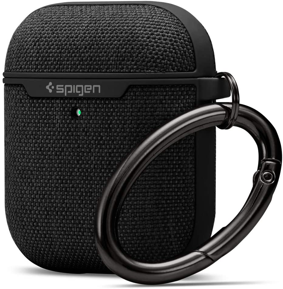 Spigen Urban Fit Designed for Airpods 1 & 2 Case with Keychain, Fabric Airpods Case - Black, 0