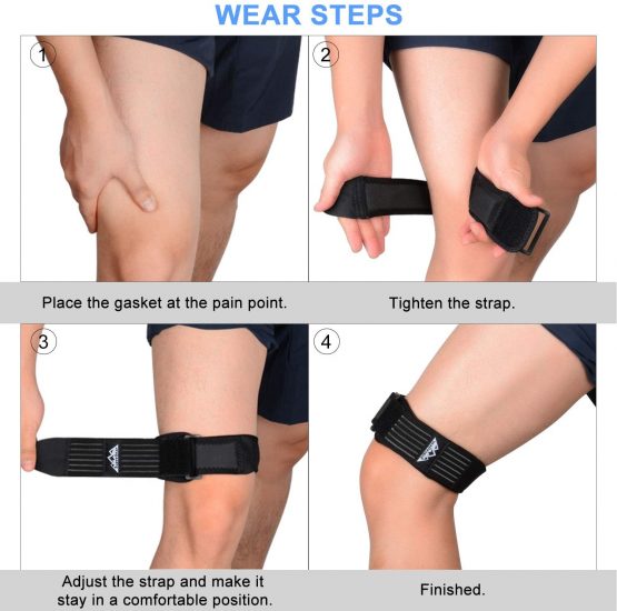 SupreGear IT Band Strap for Knee, Adjustable Comfortable Iliotibial Band Wrap Breathable ITB Strap with Extra Compression for Iliotibial Band Syndrome, Black - Image 2