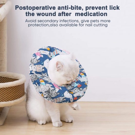 YOUTHINK Pet Recover Collar Cute and Soft Elizabethan Collars Protection Collar for Cat and Dog to Anti-licking and Protect Pet Cervical Spine Blue - Image 3