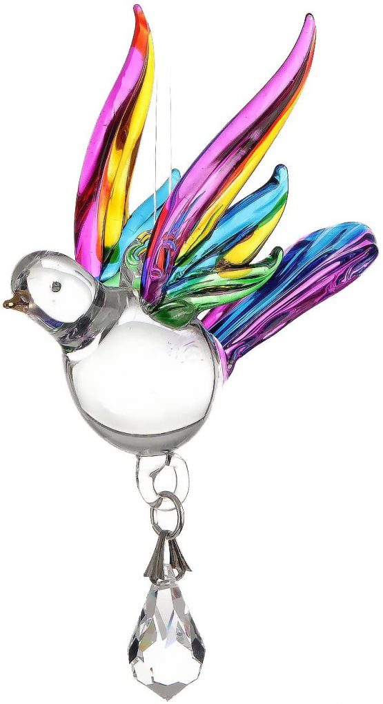 Handmade Fantasy Glass Songbird Suncatcher Gift Tropical