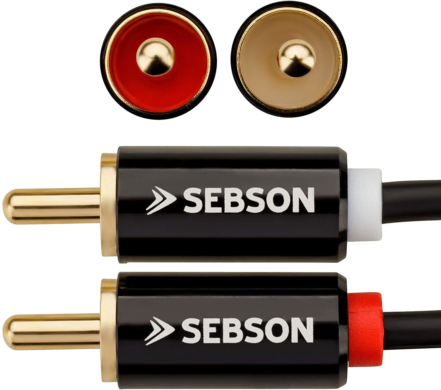 SEBSON RCA Audio Cable 2m, 2 male to 2 male RCA Plugs, RCA Phono Cable for Amplifier Speakers, Soundbar, Home Cinema and HiFi Systems - Image 3