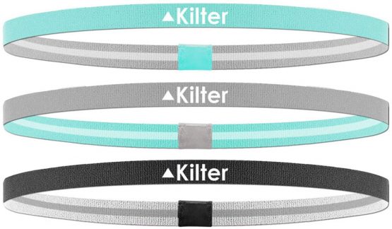 Kilter Women's Slim Elastic Sport Nonslip Headbands - 3 Pack