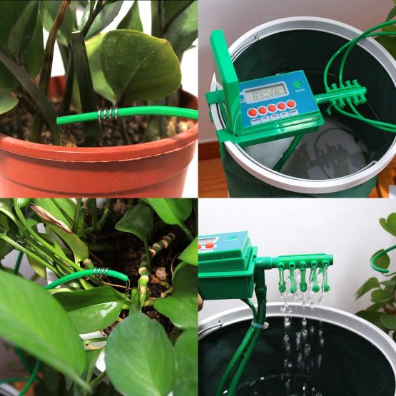 Automatic Micro Drip Irrigation Kit Watering Timer Irrigation Controller Watering System for Indoor Plants, Green - Image 4