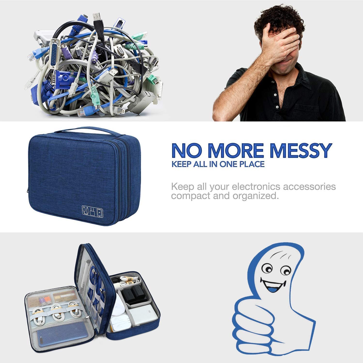 OrgaWise Accessories Bag Cable Case Electronics Organiser, Travel Cable Organisers for Carry Power Bank Camera - Image 2