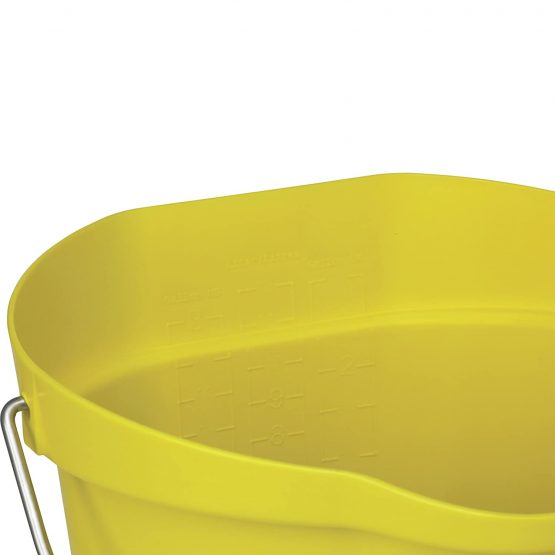 Vikan 56866 Durable Polypropylene Hygiene Bucket/Pail, Stainless Steel Handle, 12 Litre, Yellow - Image 3