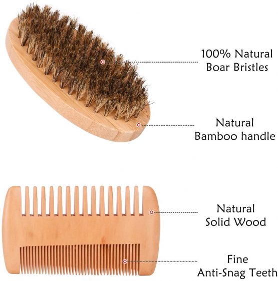 Beard Grooming Kit 2x Beard Oil, Beard Balm, Beard Wash, Beard Brush, Beard Comb,Mustache Scissors Beard Care Unique Gifts for Men Beard Kit Growth & Trimming Kit - Image 2