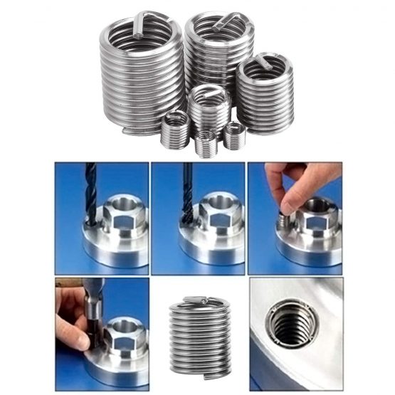 WiMas 105Pcs Helicoil Type Thread Inserts, Stainless Steel Wire Thread Inserts Assortment Kit M3 M4 M5 M6 M8 M10 M12 - Image 4