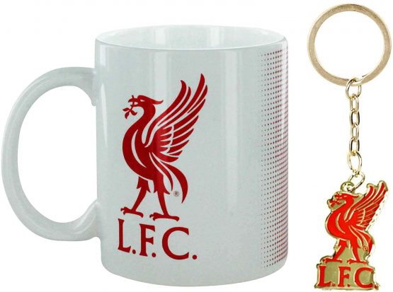 L.F.C Official Liverpool Football Crest Ceramic 11oz Mug & Crest Keyring Gift Set