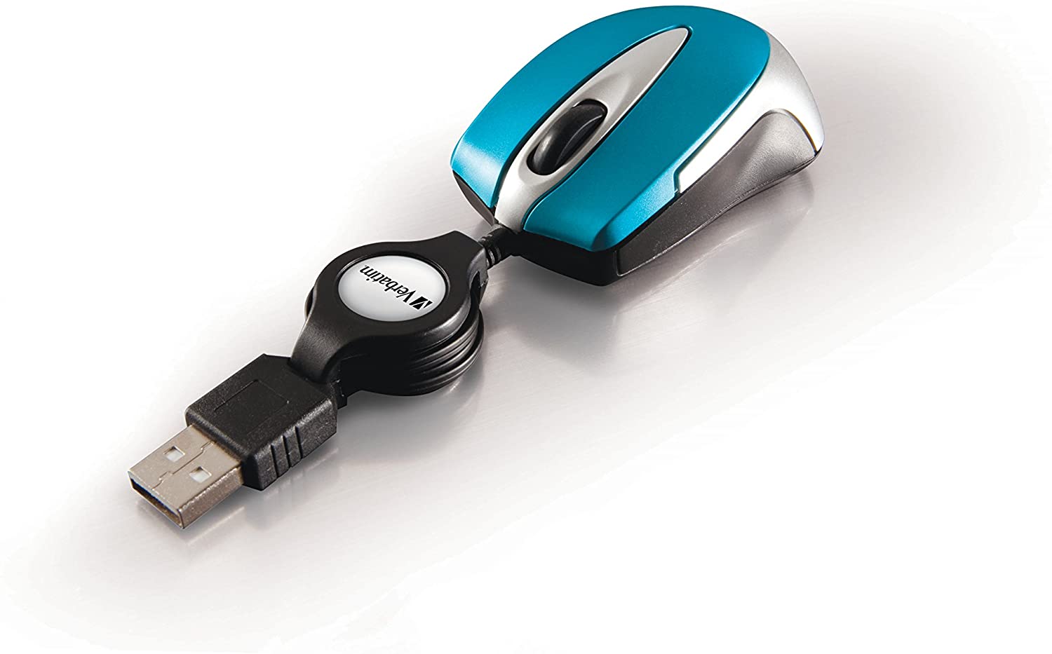 Verbatim Go Mini - USB Optical Travel Mouse with Retractable Cable, caribbean blue - Image 2