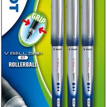 Pilot VBall 7 Grip Rollerball Pen- Blue (Pack of 3)