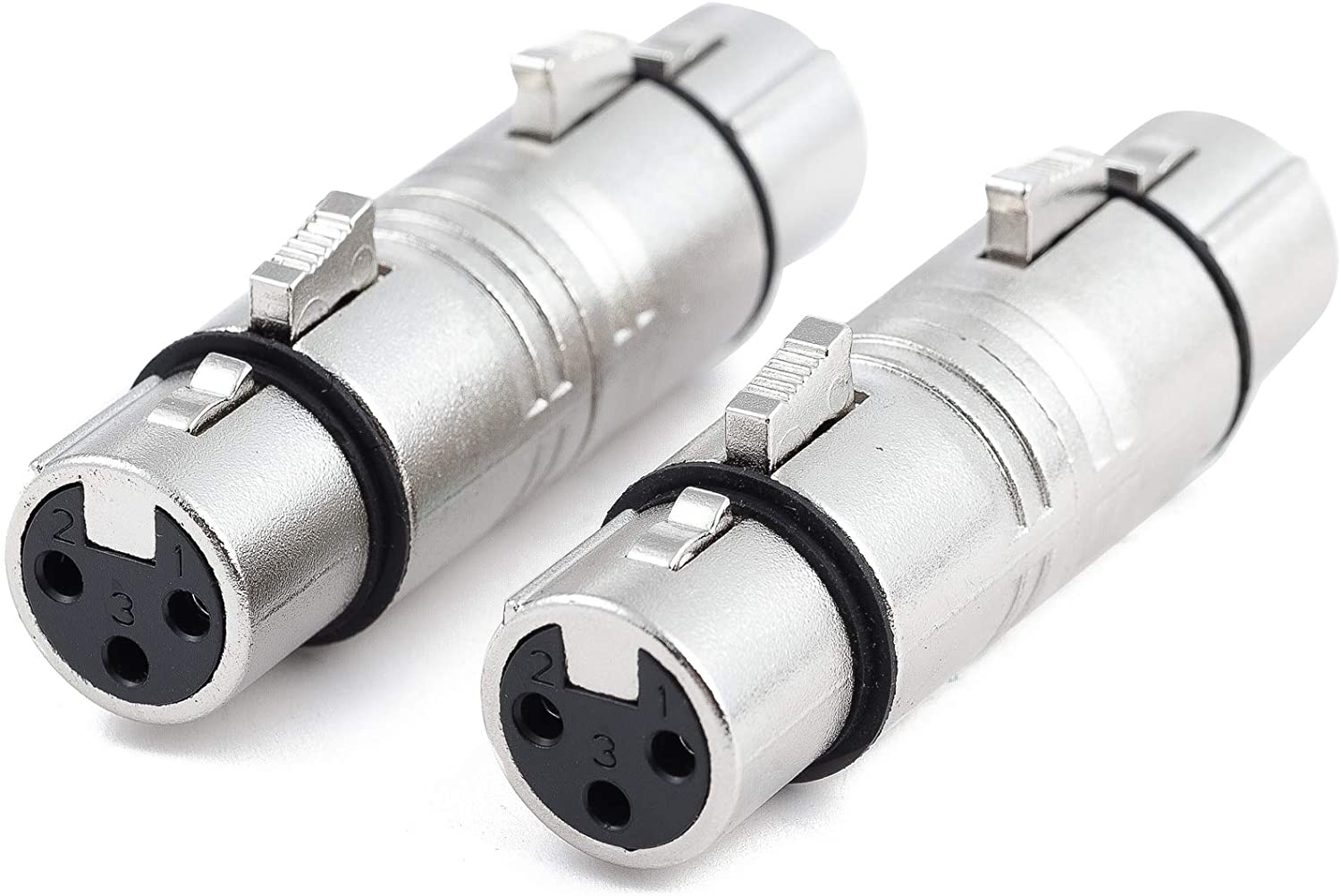 Ancable XLR 3 Pin Female to 3 Pin Female Adapter, 2-Pack Gender Changer, Mic Barrel Extension, Silver, 2 Pack