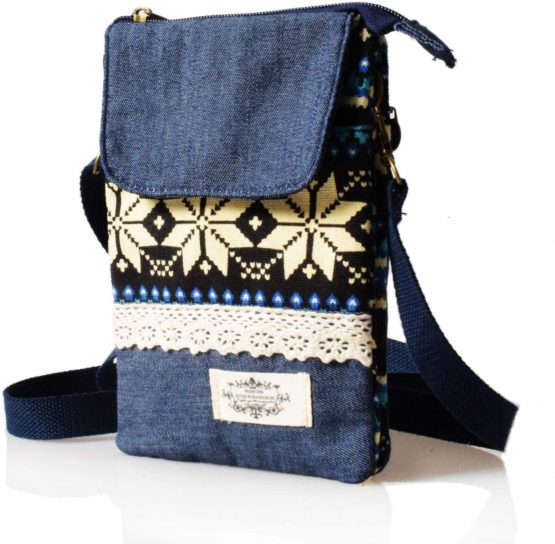 LassZone Small Canvas Crossbody Phone Bag National Pattern Handbags Purse Wallet Change Pouch Bags for Women Girls - Image 3
