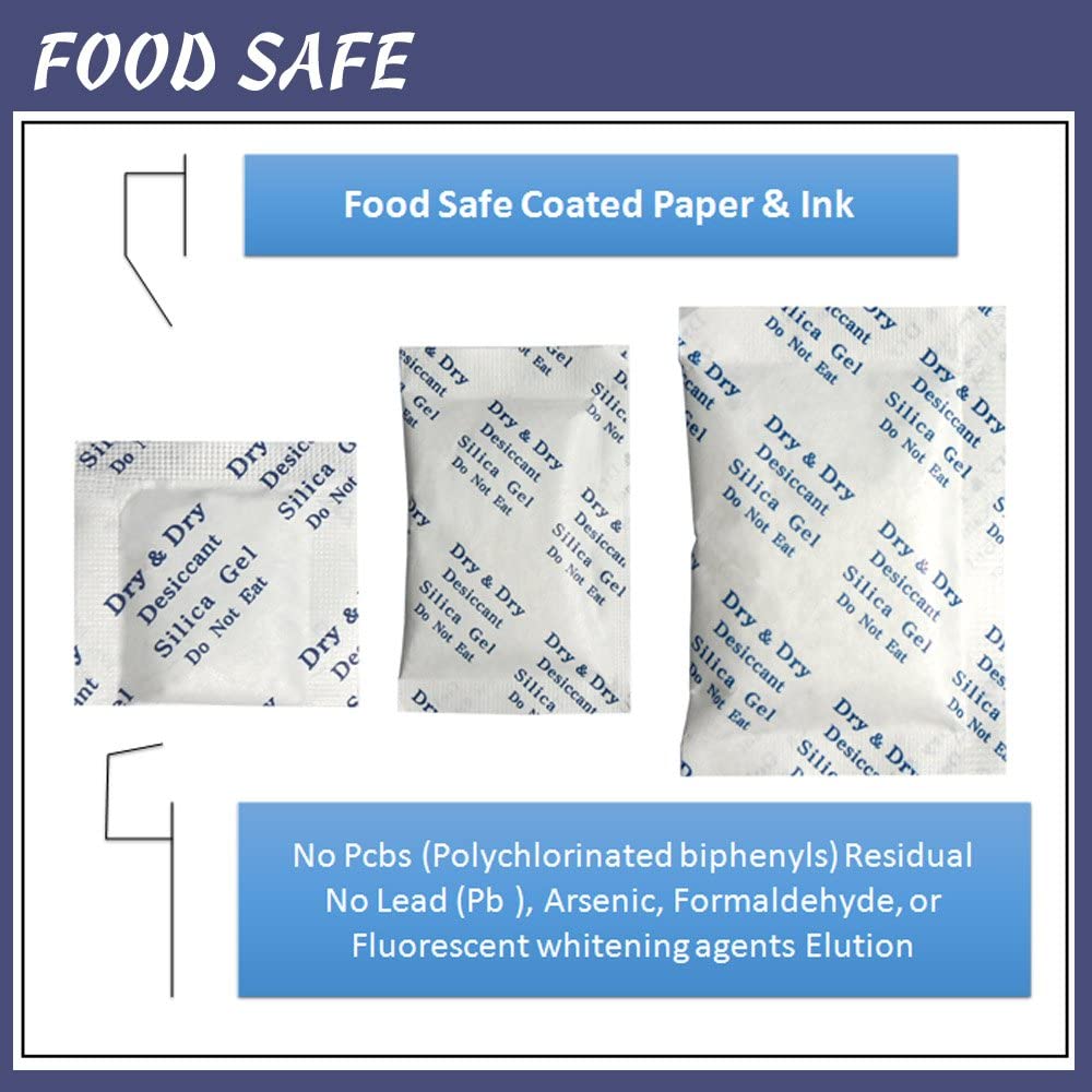 5 Gram Pack of 50 "Dry & Dry" Premium Pure & Safe Silica Gel Desiccant Packets - Rechargeable Paper(FDA Compliant) - Image 4