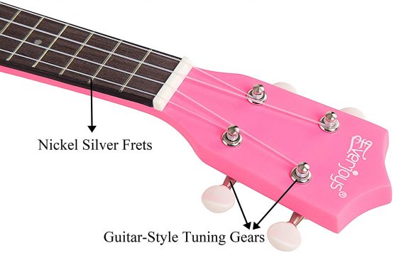 Everjoys Soprano Ukulele Beginner Kit, 21 Inch Ukelele for Kids Adults w/Strap, Tuner, Strings, Songbook, Case, Picks (Pink) - Image 3