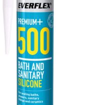 Everbuild Everflex 500 Bath and Sanitary Silicone, Anti-Fungal Silicone Sealant, Transparent, 295 ml