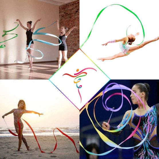 HONGXIN-SHOP Dance Ribbons Rhythmic Gymnastics Ribbon Gym Dancing Streamers with Twirling Baton Stick for Kids Artistic Dancing 22 Pieces - Image 2