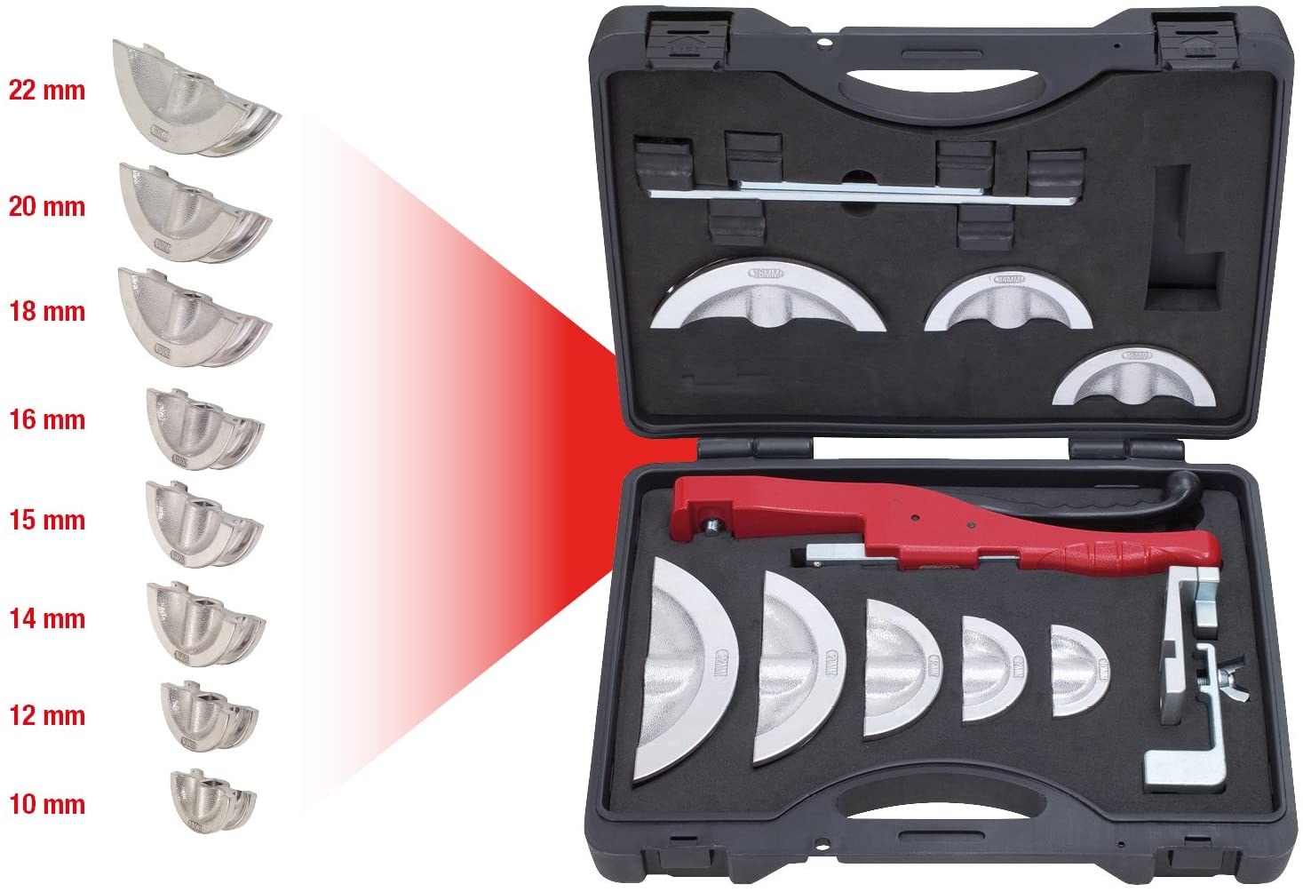 KS Tools 203.1400 Ratchet single handed bending set 10.0-22.0 mm, 13 pcs, Multicolor - Image 2