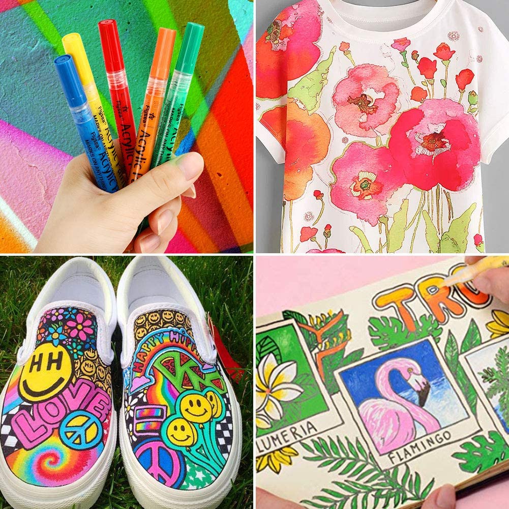 Acrylic Paint Pens, RATEL 12 Colors Paint Pens Marker Pen for Rock Painting, 0.7mm Fine Tip