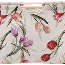 Knitting Bag, Knitting Needle Storage Exquisite Practical Wood Handle Woven Fabric Storage Bag for Knitting Needles Sewing Tools 1pc 16.5X11.8X4.3in(Red Flower)
