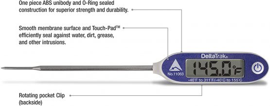 Deltatrak Scientific 11063 Jumbo Display Auto-Cal Needle Probe Thermometer - Image 2