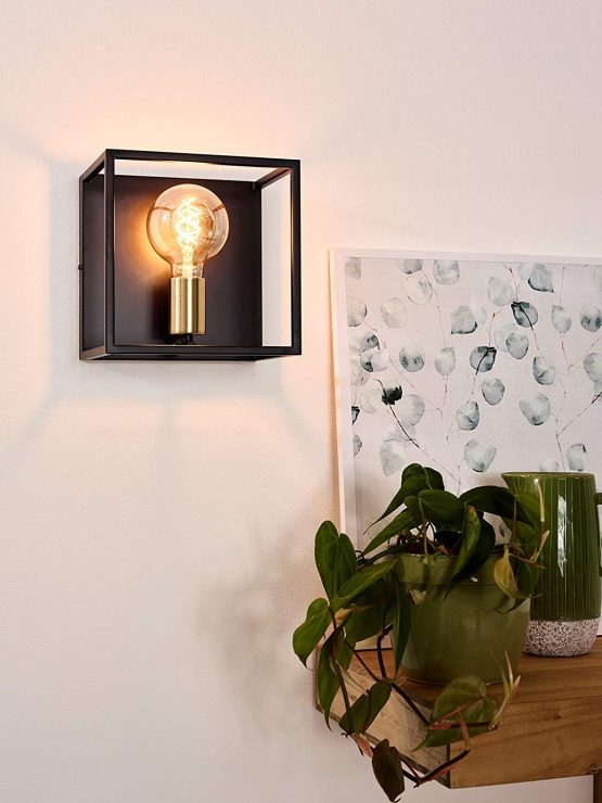 Lucide Wall Light, Metal, E27, 40 W, Black, Satin Brass - Image 3