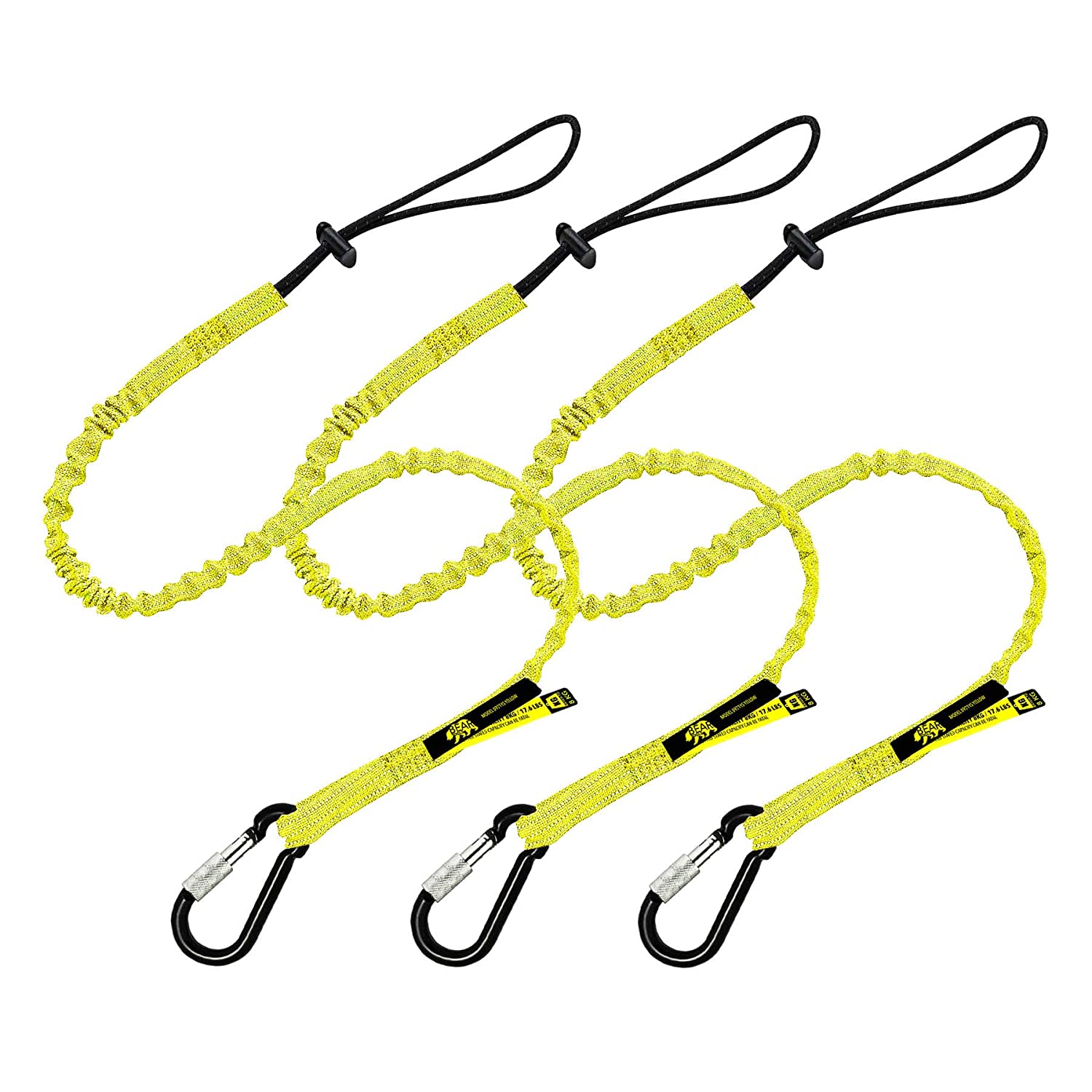 BearTOOLS Tool Lanyard with Buckle Strap, Clip Bungee Cord, Heavy Duty Screw Locking Carabiner, Fall Protection and Safety