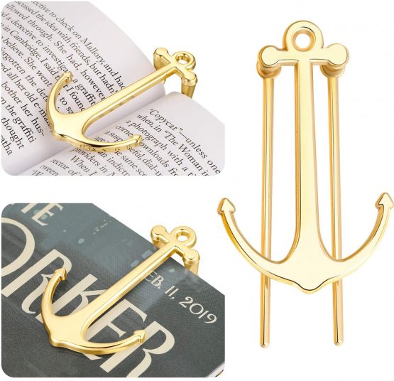 2 Pieces Bookmarks Creative Bookmark Metal Page Holder for Students Teachers Graduation Gifts School Office Supplies (Black)