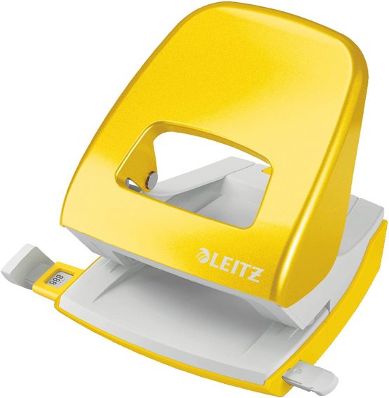 Leitz Hole Punch, 30 Sheets, Guide Bar with Format Markings, Metal, NeXXt Range, 50082016 - Yellow