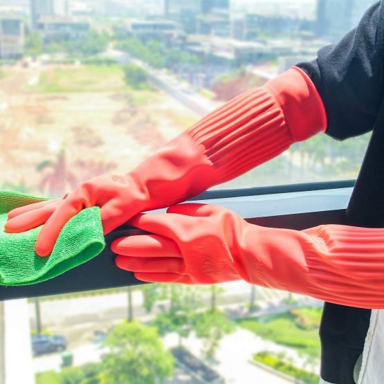 Discoball Rubber Cleaning Gloves Waterproof Kitchen Dishwashing Glove Reuseable 2-Pairs(Small,Orange) - Image 4