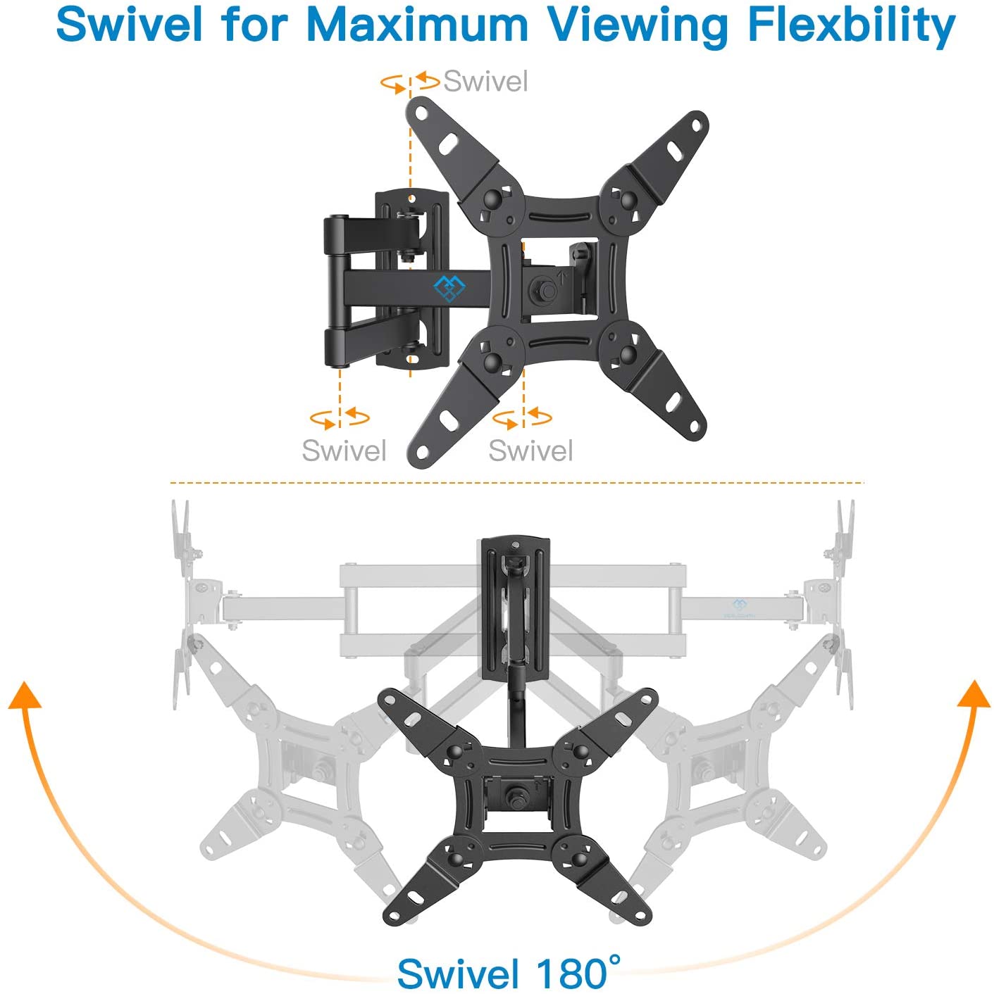 PERLESMITH TV Wall Bracket for 13-42 inch TVs, Swivel Tilt Extend Wall Mount for Flat & Curved TV up to 20kg, Max.VESA 200x200mm - Image 3