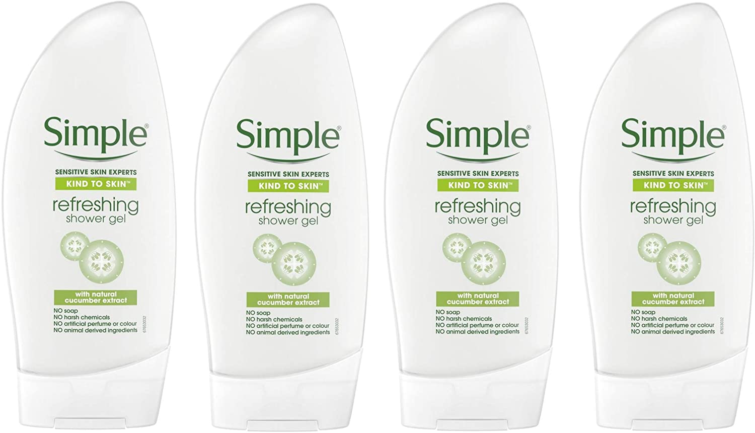 Simple Kind to Skin Refreshing Shower Gel 250ml - Pack of 4, 250 ml (Pack of 4)