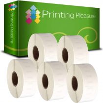 Printing Pleasure 5 x 11356 Compatible Labels Rolls for LabelWriter & Seiko Label Printers | 89mm x 41mm | 300 Labels per Roll