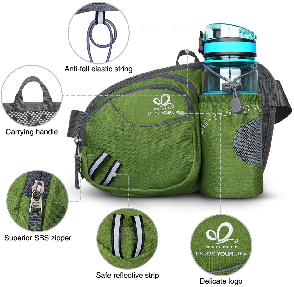 Waterfly Waist Pack Fanny Pack Bum Bag Hip Pack Running Bag Waist Bag Running Belt Sack Water Resistant with Bottle Holder for Hiking Camping Dog Walking - Image 3
