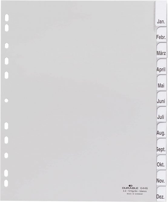 Durable 6446-10 Index Plastic Blank Pack of 12 Grey