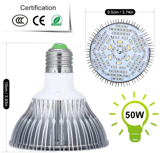 Yosoo E27 Full Spectrum Plant Growing LED Lamps Horticulture Light For Garden Greenhouse Indoor Planting Grow Lamp 30W/50W/80W Wide Area Coverage (Edition : 50w) - Image 2