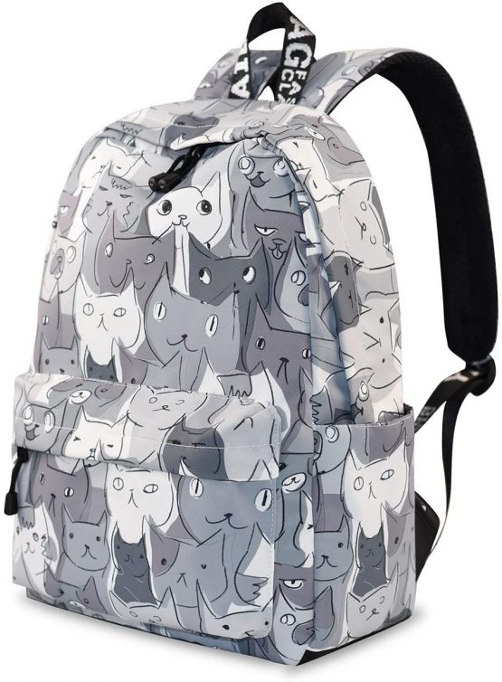 YANAIER Waterproof School Backpack for Girls Teens Cute Print Bookbag Laptop Backpack Women Travel Casual Daypack Grey Cat - Image 4