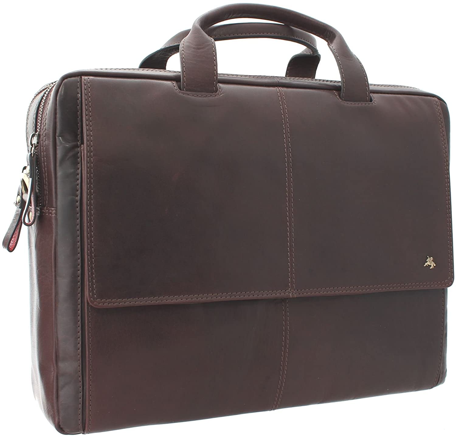 VISCONTI ANDERSON Leather Briefcase/Business Bag With Removable Laptop Sleeve - ML24 Brown