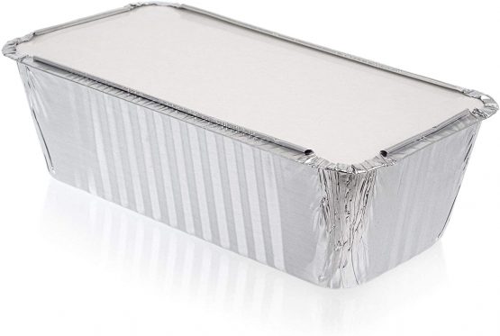 Pack of 10, 1 Litre Aluminum Container Pans with Lids ~ Foil Trays with Lids ~ Good for Baking, Cooking, Storing and Freezing ~ Loaf Size 10.5 x 21cm (4.1 inch x 8.25 inch) - Image 2